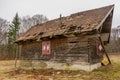 Old rural abandoned wooden collapsing house Royalty Free Stock Photo