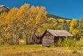 Rural Country Cabin in Colorado fall colors Royalty Free Stock Photo