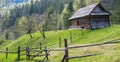 Old rural landscape farmhouse.