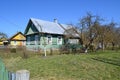 Old russian architecture: traditional wooden house in village