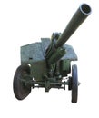 Old russian artillery cannon gun isolated over white Royalty Free Stock Photo
