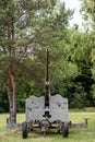 Old russian cannon in an outdoor museum. Armed military forces i