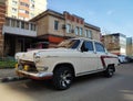 Old russian car GAZ-21 Volga, Soviet Union vintage car. Close-up view of the famous retro transport