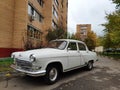 Old russian car GAZ-21 Volga, Soviet Union vintage car. Close-up view of the famous retro transport