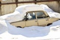 Old Russian car under snow Royalty Free Stock Photo