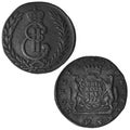 Old russian coin five (5) kopek 1778.