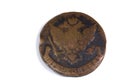 Old Russian copper coin. Royalty Free Stock Photo