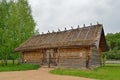 Old Russian log hut in Pushkin Mikhailovskoe Royalty Free Stock Photo