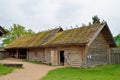 Old Russian log hut in Pushkin Mikhailovskoe Royalty Free Stock Photo