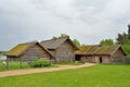 Old Russian log hut in Pushkin Mikhailovskoe Royalty Free Stock Photo