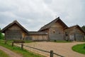 Old Russian log hut in Pushkin Mikhailovskoe Royalty Free Stock Photo