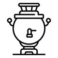 Old Russian samovar icon, outline style