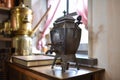 Old Russian samovar stands at the window Royalty Free Stock Photo