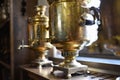 Old Russian samovar stands at the window Royalty Free Stock Photo