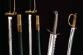 Old swords on the dark background retro Royalty Free Stock Photo