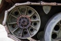 Old russian tank in an outdoor museum. Armed military forces in Royalty Free Stock Photo