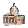 old russian temple drawn in line art style Royalty Free Stock Photo
