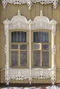 Old Russian windows in Tomsk Royalty Free Stock Photo