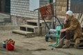 Old Russian woman selling potatoes (Kaluga region).