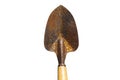 An old, rust covered small shovel with a pointed end, isolated on white background with a clipping path. Royalty Free Stock Photo