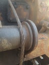 Old rust Wire Rope Slings cable in roll