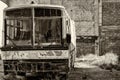 Old rusted abandoned bus coach