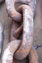 Anchor chain of the big cargo container vessel.