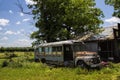 Rusted Old Blue Abandoned School Bus Royalty Free Stock Photo