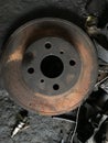 Old rusted car brake discs Royalty Free Stock Photo