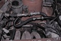 Old rusted car engine detail,Old rust engine Royalty Free Stock Photo