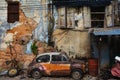 Old rusted car in a vintage scenery Royalty Free Stock Photo