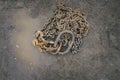 Old rusted chains view from the top Royalty Free Stock Photo