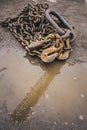 Old rusted chains view from the top Royalty Free Stock Photo