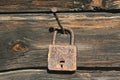 Old rusted closed retro padlock