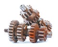 Old rusted and dusted vehicle gear set isolated Royalty Free Stock Photo