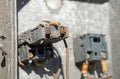 Old Rusted Electrical Panel with Fuses and Contacts Royalty Free Stock Photo