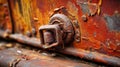 an old rusted metal door with a latch on the front of it and a rusted metal door handle on the back of the door Royalty Free Stock Photo