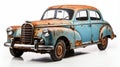 Rusty Car On White Background - Vintage Vehicle Photography Royalty Free Stock Photo