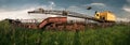 Old rusted railway crane