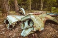 Old rusted scrap car in a forest Royalty Free Stock Photo