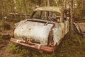 Old rusted scrap car in a forest Royalty Free Stock Photo