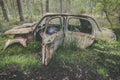 Old rusted scrap car in a forest Royalty Free Stock Photo