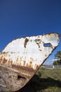 Old rusted ship with blue sky, Galapagos