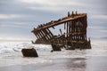 Old rusted shipwreck at the Oregon coast. Royalty Free Stock Photo