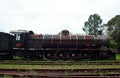 OLD RUSTED STEAM LOCOMOTIVE AT AN ABANDONED STATION Royalty Free Stock Photo