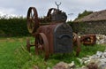 Old Rusted Steam Tractor in a Crumbling Heap Royalty Free Stock Photo