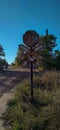 An old, rusted Stop sign