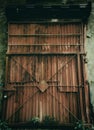 Old rusted vintage garage door.