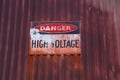 Old voltage warning sign Royalty Free Stock Photo