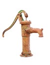 A old rusted water pump isolated on a white background.